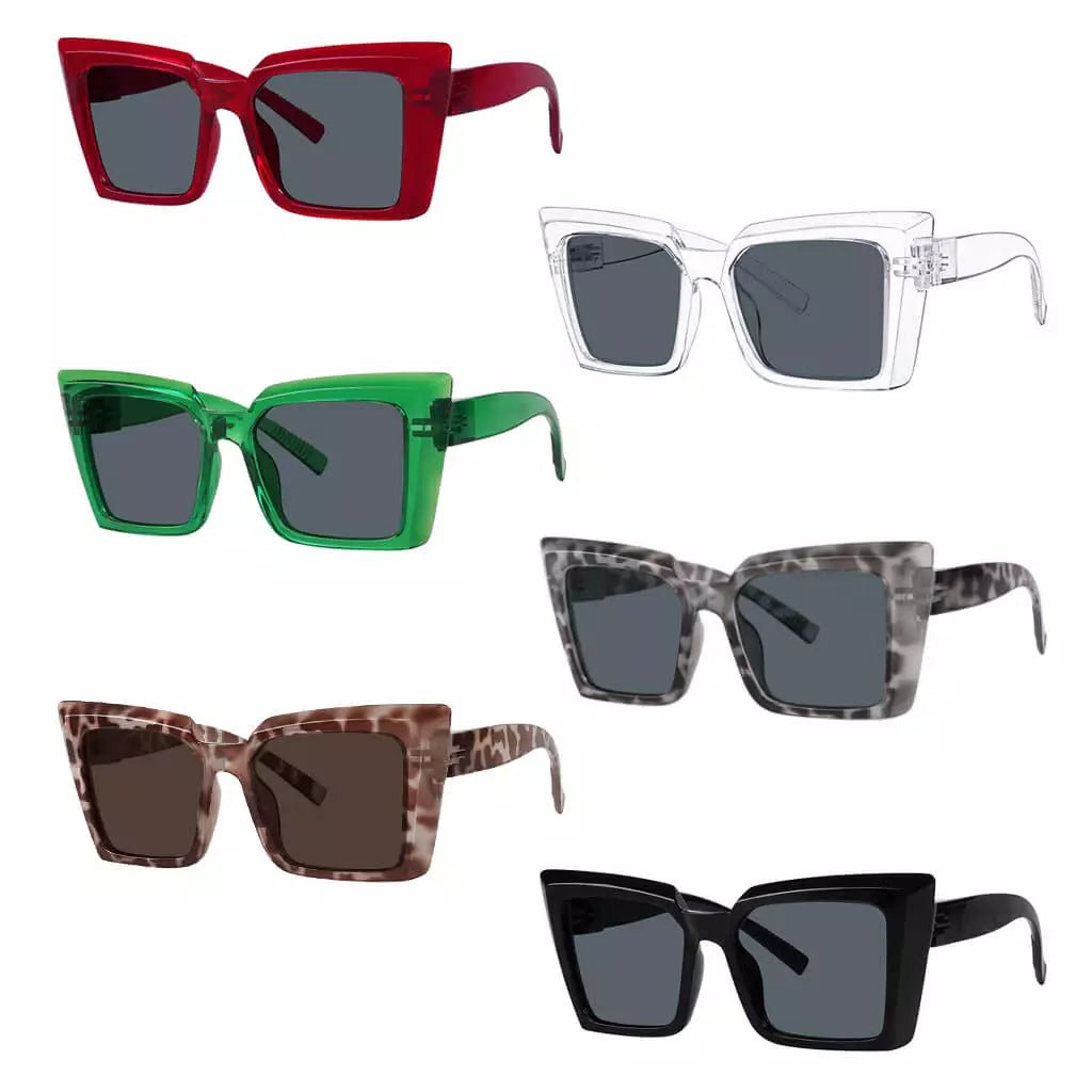 6 Pack Polarized Sunglasses Metalless Screwless Spring Hinge NR2141PLeyekeeper.com