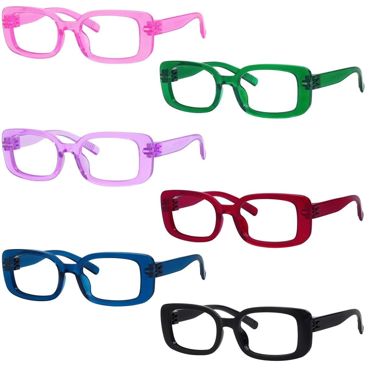 6 Pack Rectangle Screwless Metalless Reading Glasses R2502eyekeeper.com