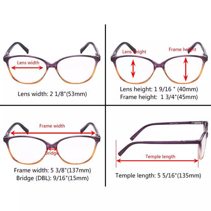 10 Pack Cat Eye Design Reading Glasses Two-tone Readers RFH2