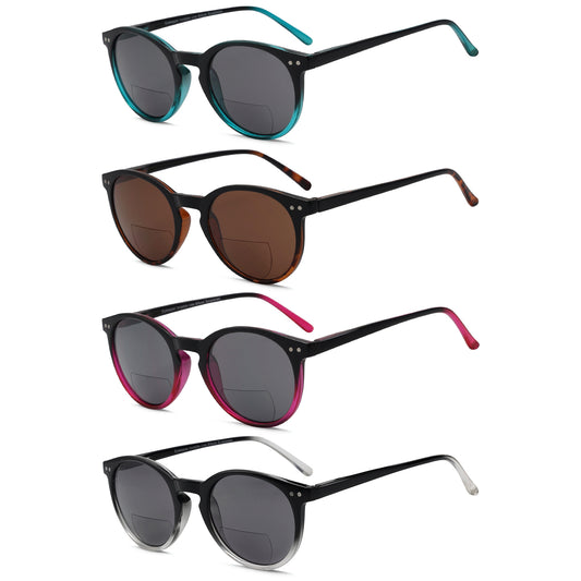 4 Pack Stylish Round Bifocal Reading Sunglasses S005