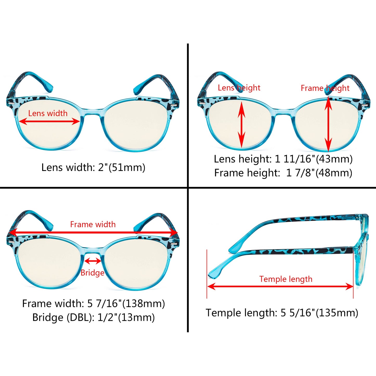 Blue Light Blocking Reading Glasses Dimension