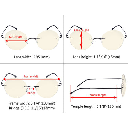 Rimless Round Multifocus Progressive Reading Glasses MWK9910