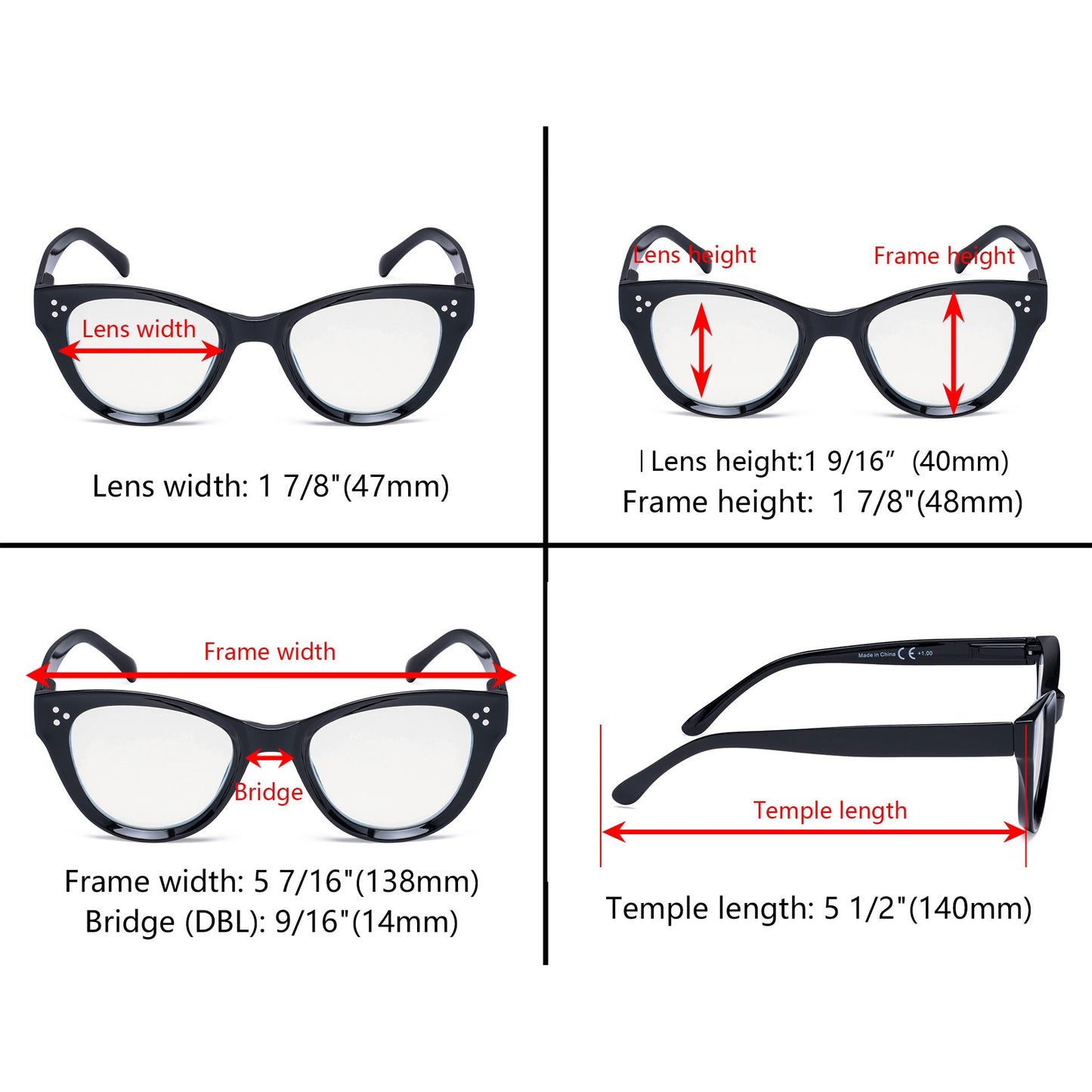 Fashion Cat-eye Reading Glasses Thicker Frame Readers R9108