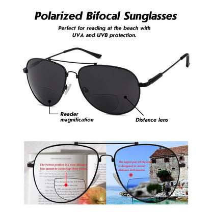 Pilot Style Polarized Bifocal Sunglasses PGSG1802eyekeeper.com