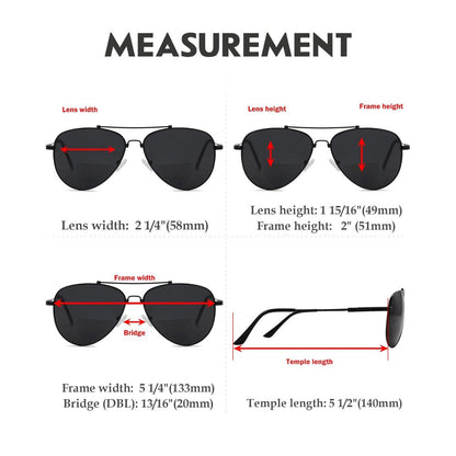 Polarized Bifocal Sunglasses Pilot Style Readers PGSG1804