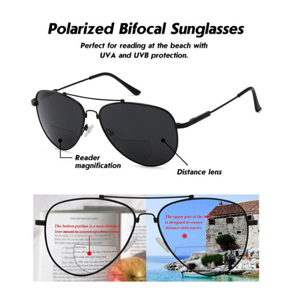 Polarized Bifocal Sunglasses Pilot Style Readers PGSG1804