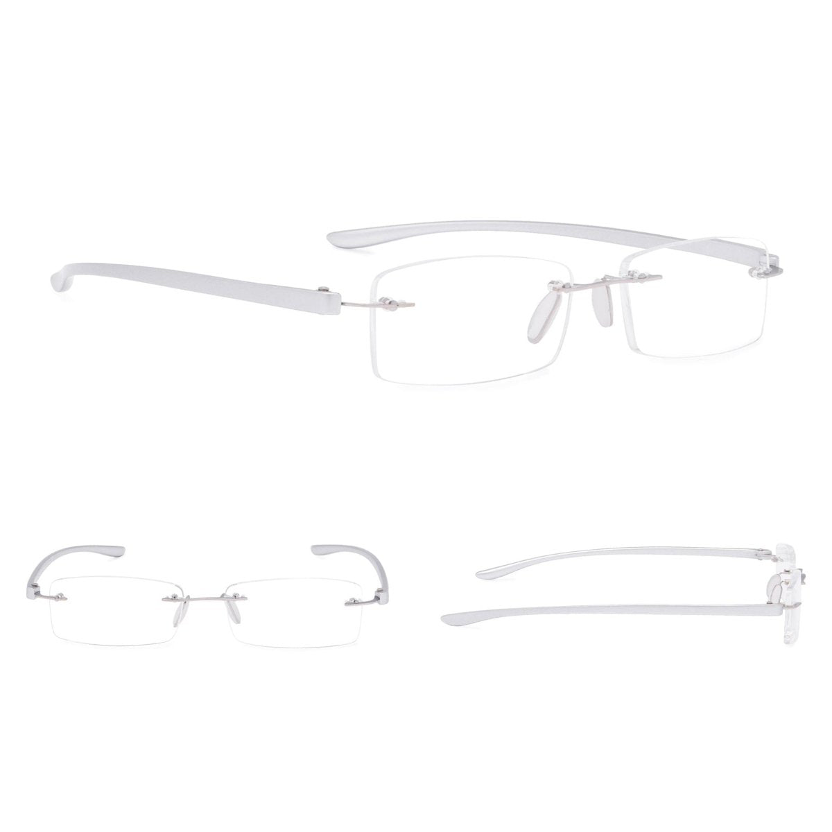 Small Lenes Rectangle Reading Glasses Rimless Readers R14001eyekeeper.com