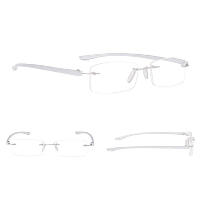 Small Lenes Rectangle Reading Glasses Rimless Readers R14001eyekeeper.com