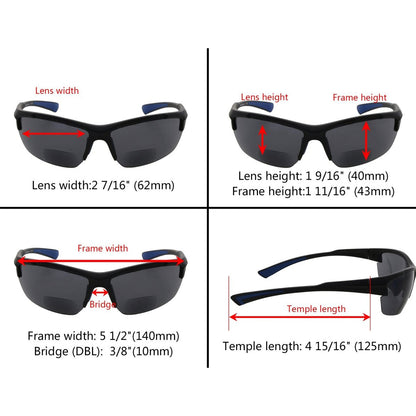 TR90 Half Rim Rectangle Bifocal Reading Sunglasses SG901