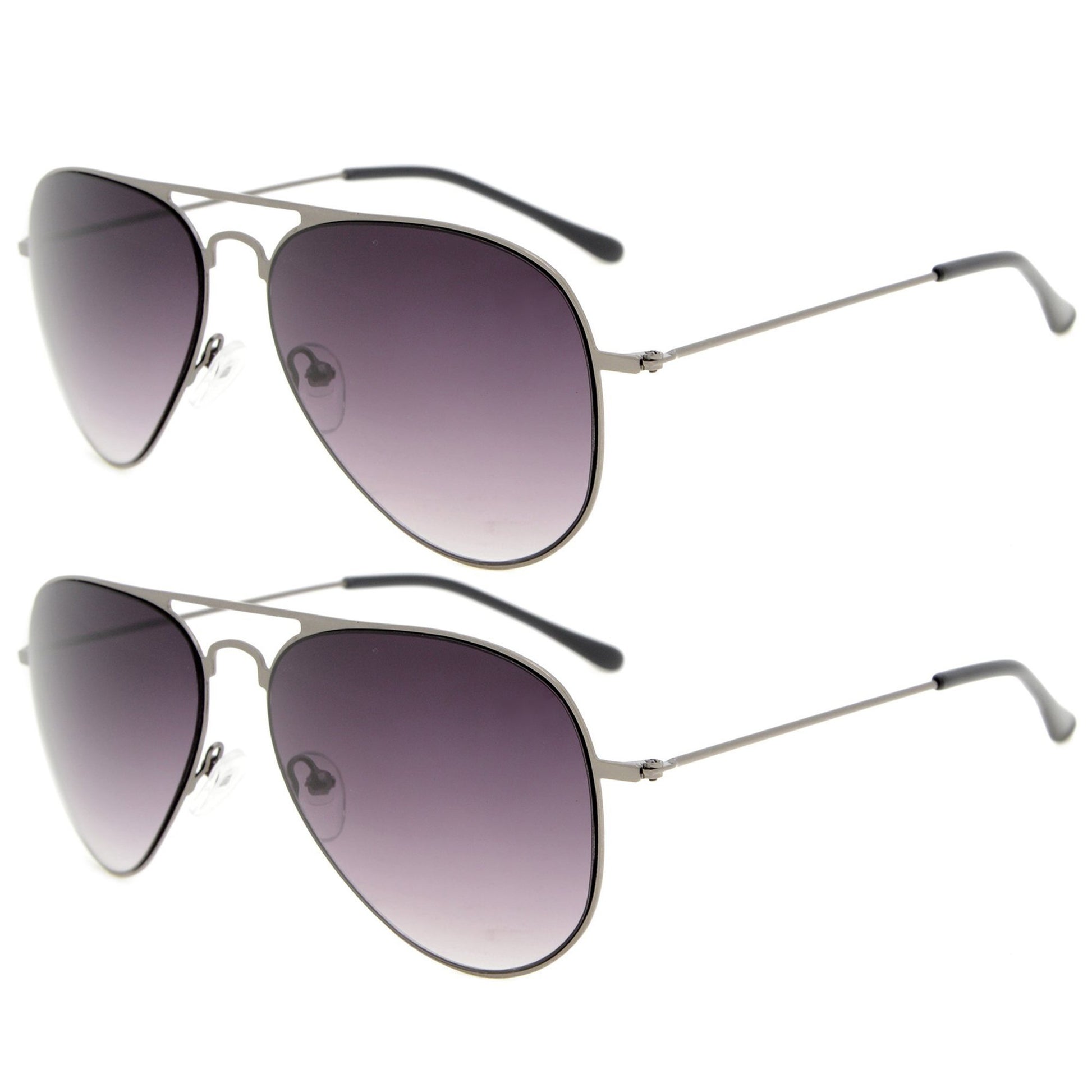 2 Pack Kids Teen Age 8-16 Metal Sunglasses Boys Girls Purple Lens