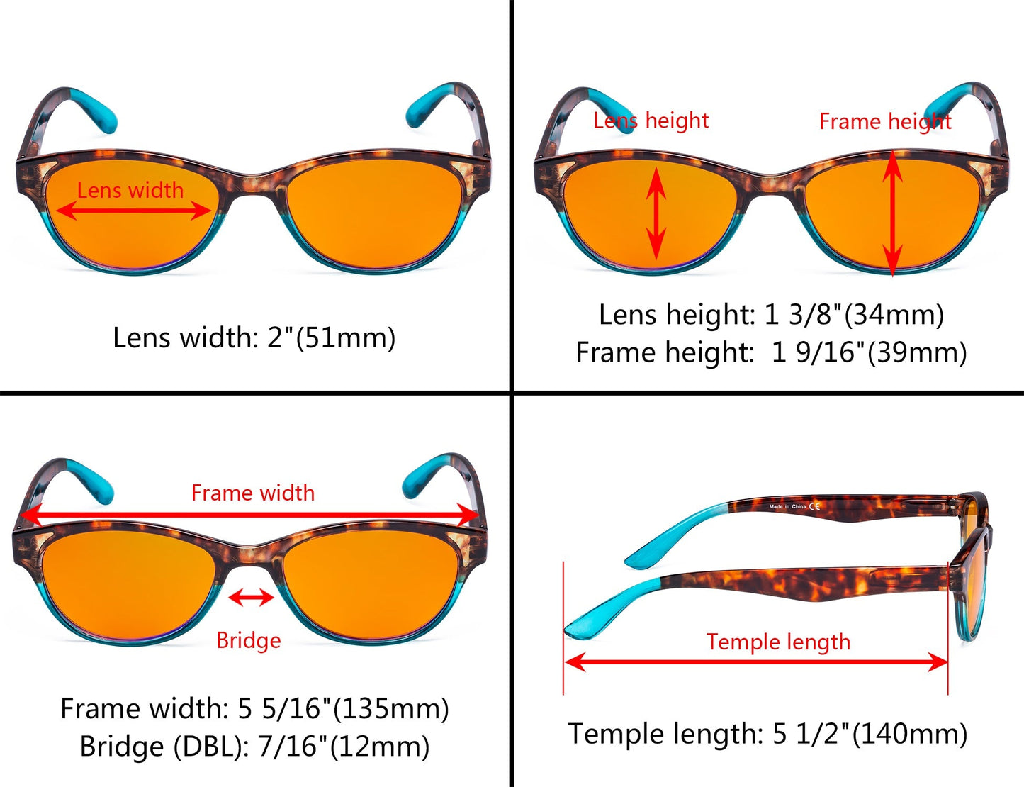 Blue Light Blocking Reading Glasses Dimension