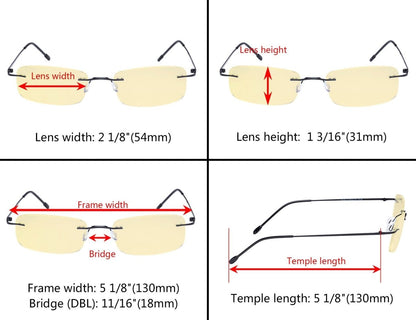 3 Pack Rimless Blue Light Blocking Reading Glasses TMWK8eyekeeper.com