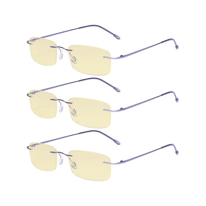 3 Pack Rimless Blue Light Blocking Reading Glasses TMWK8eyekeeper.com