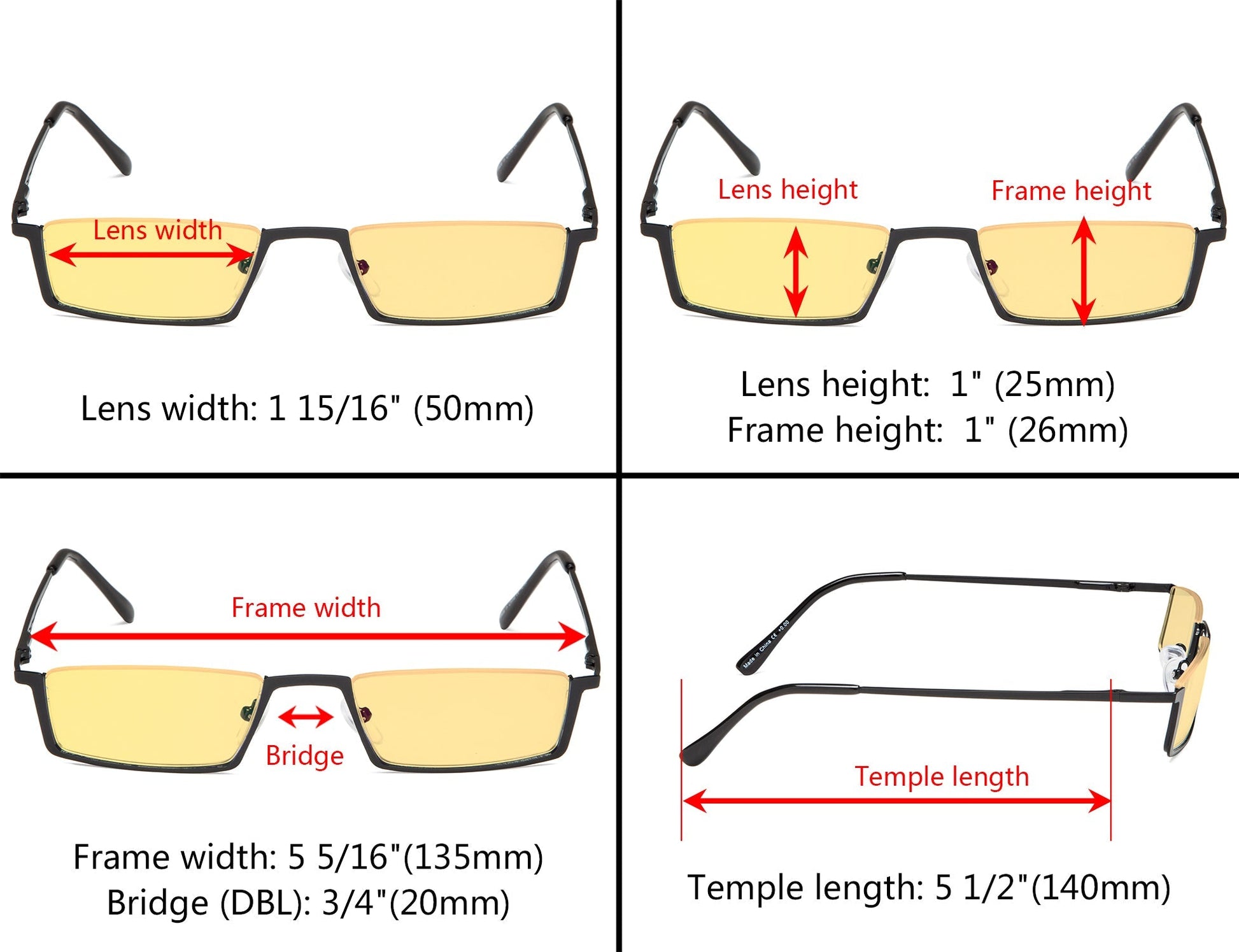 Computer Reading Glasses Dimension