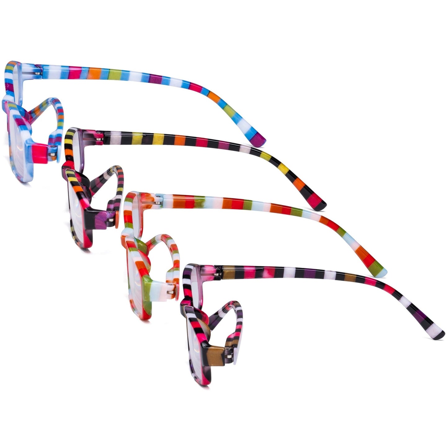 4 Pack Ladies Fashion Reading Glasses with Stripe Arms R908S