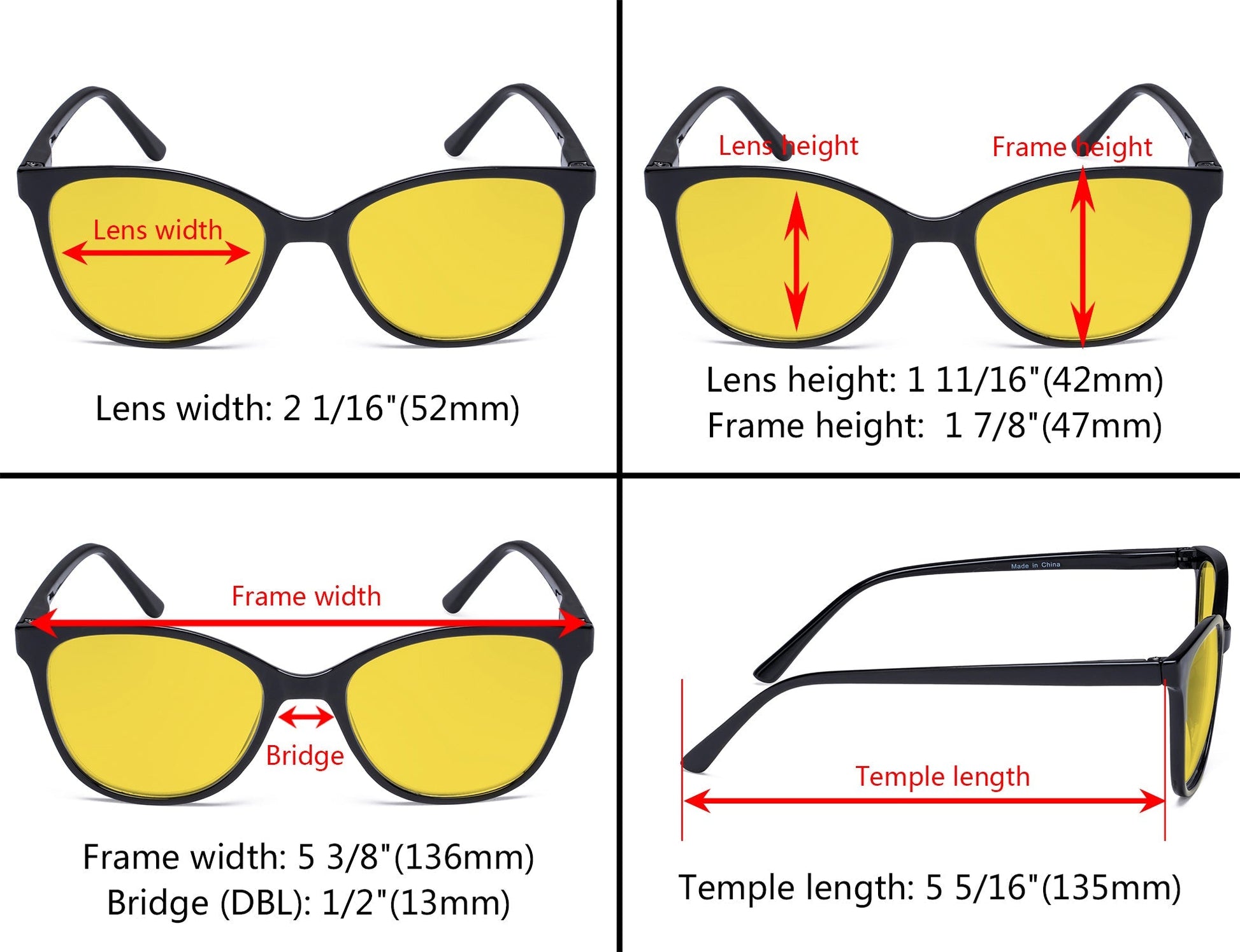 Computer Reading Glasses Dimension