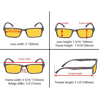 4 Pack Rectangle Blue Light Blocking Reading Glasses HP057eyekeeper.com