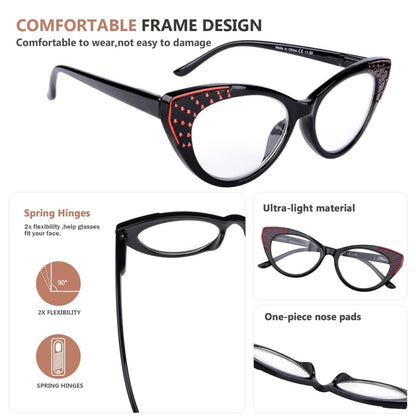 5 Pack Cat-eye Reading Glasses Fashion Readers Women R2115eyekeeper.com