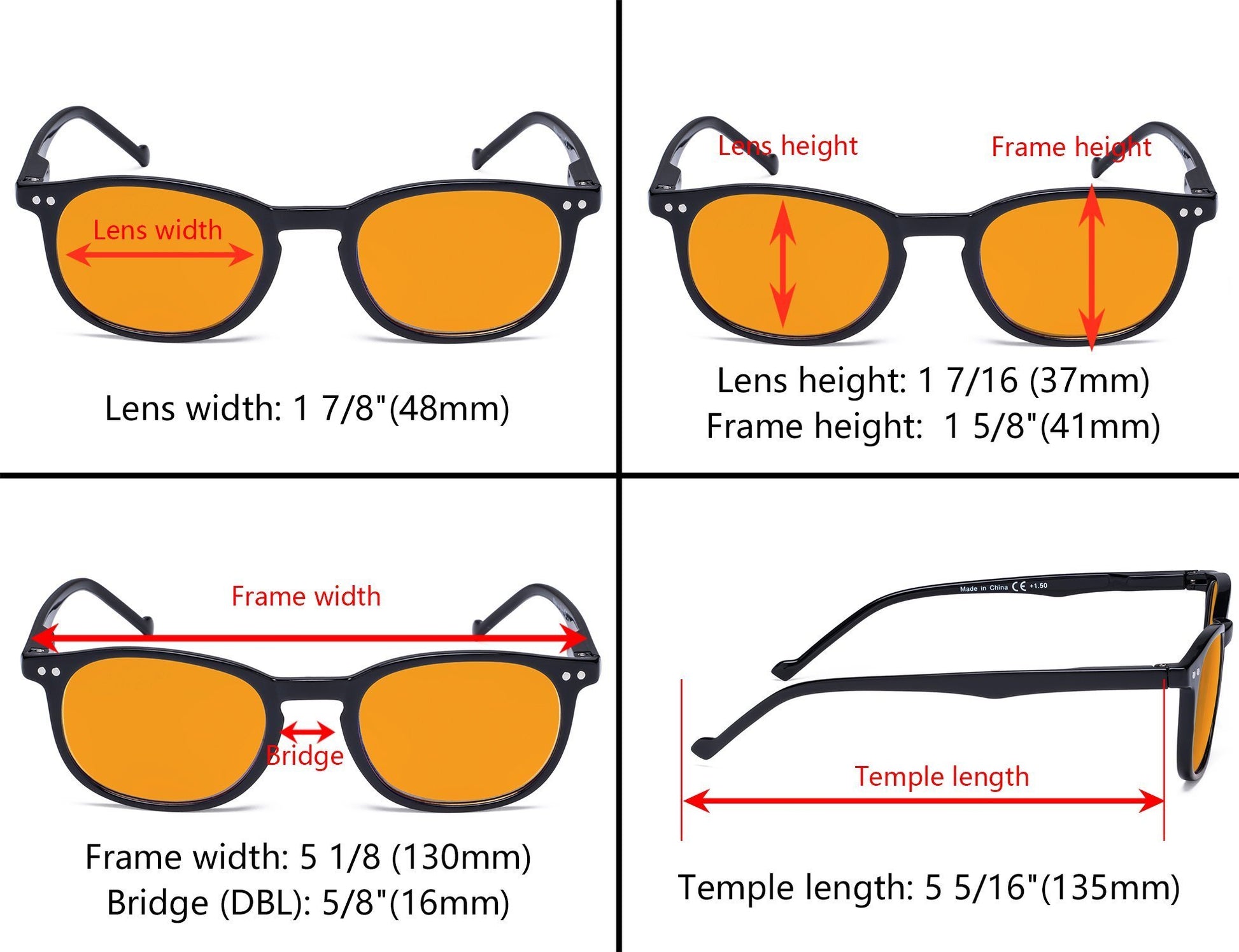 Computer Reading Glasses Dimension