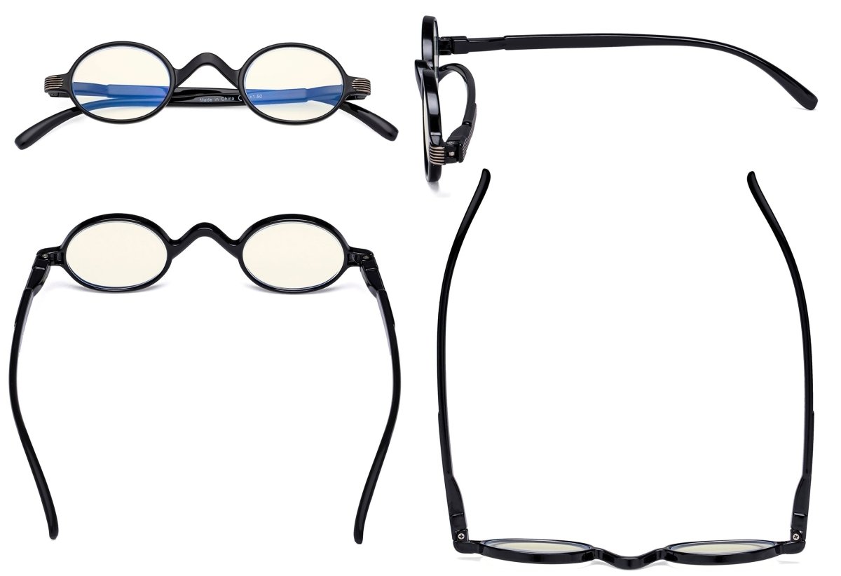 5 Pack Stylish Round Blue Blocking Blocking Readers UVR077Xeyekeeper.com