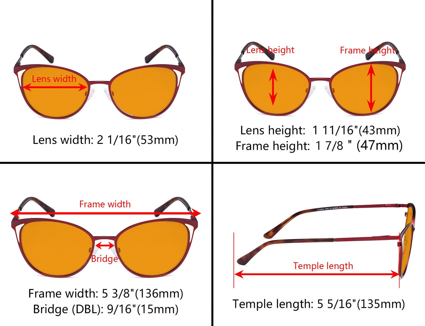 Computer Eyeglasses Dimension