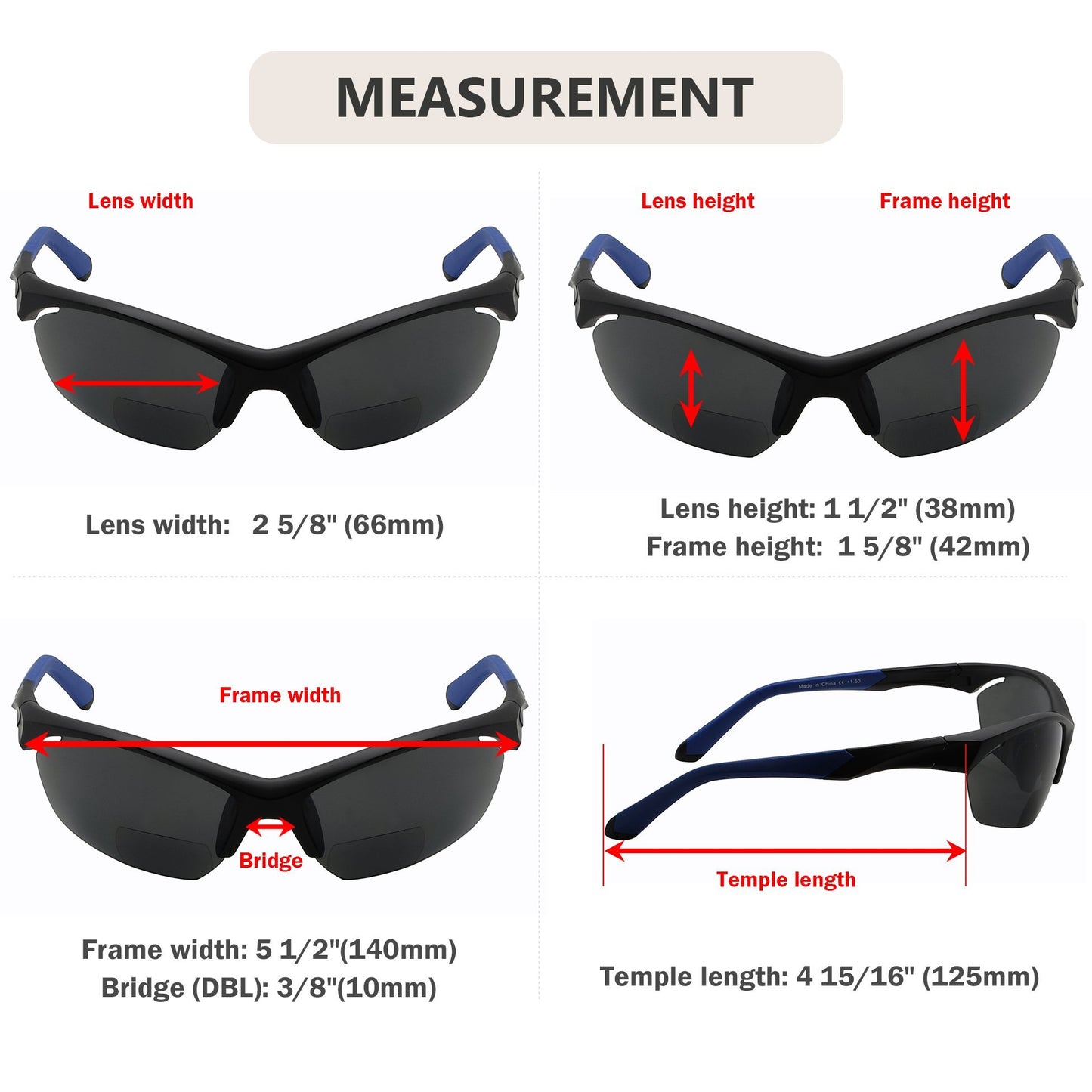 Polarized Bifocal Sunglasses Dimension