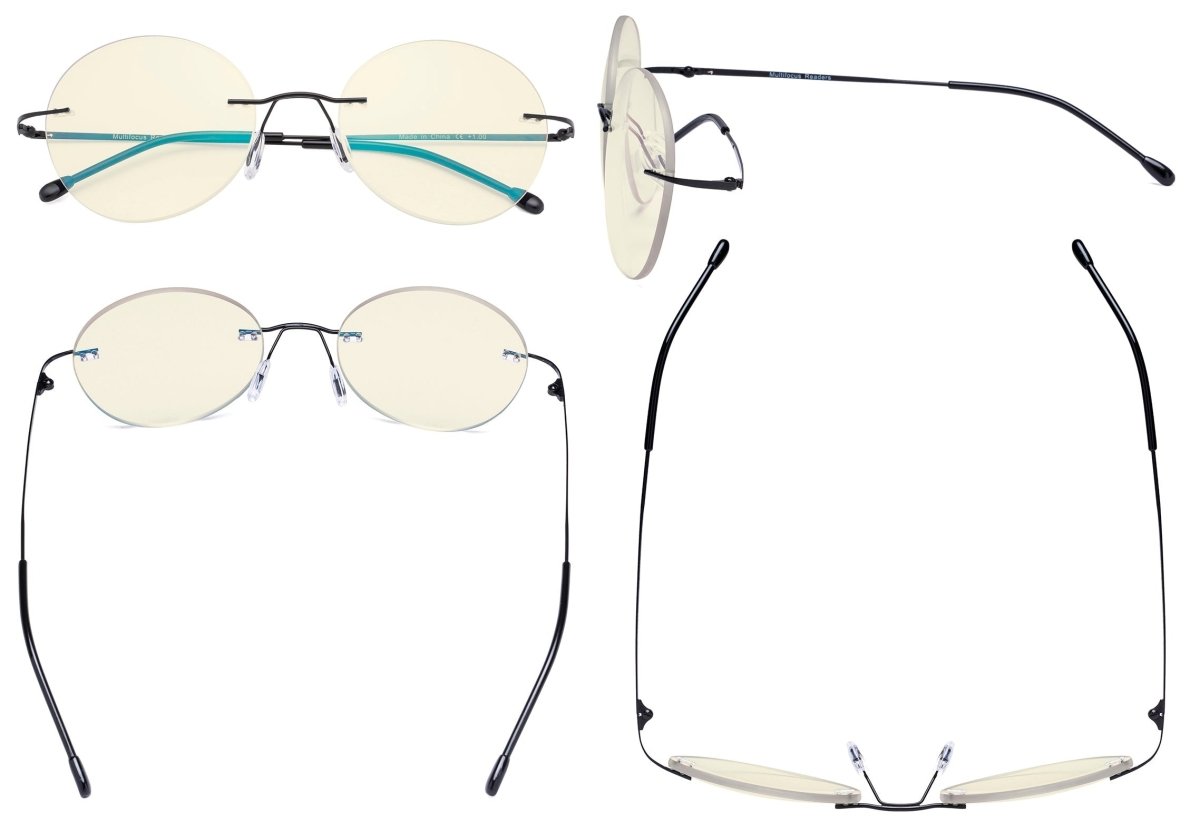 Rimless Round Multifocus Progressive Reading Glasses MWK9910eyekeeper.com