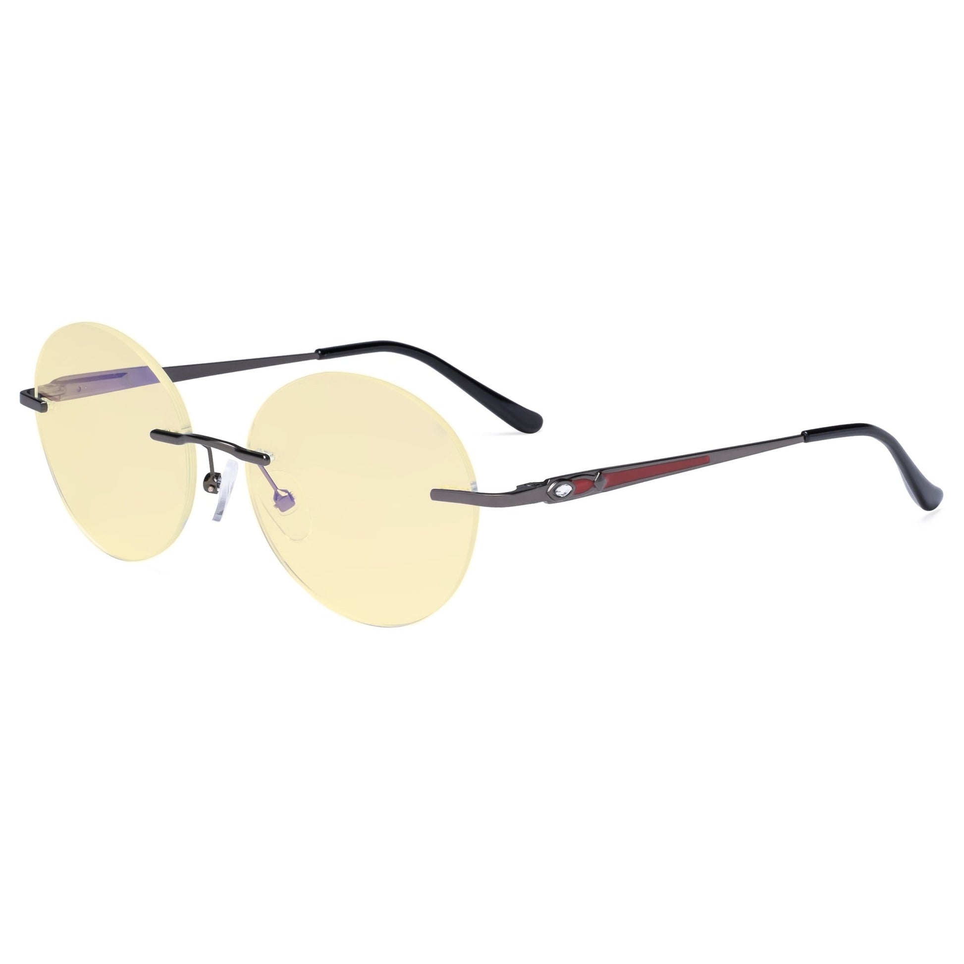 Round Rimless Computer Reading Glasses Gunmetal TMWK9910A