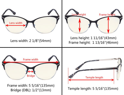 Blue Light Filter Eyelasses Dimension